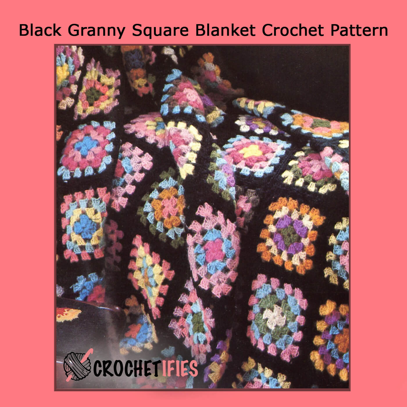 Black Granny Square Blanket Crochet Pattern - Crochetifies™
