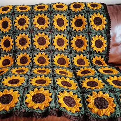 Square Sunflowers Afghan Crochet Pattern - Crochetifies™