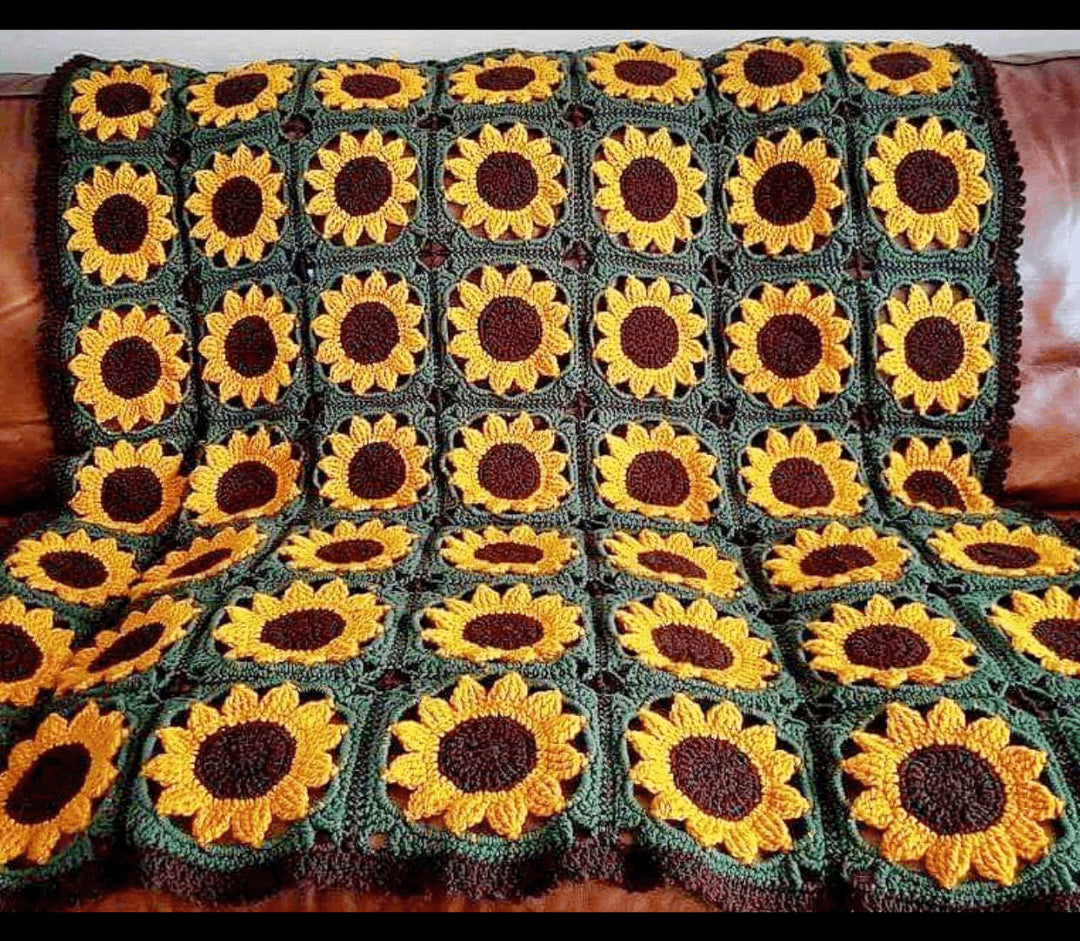 Square Sunflowers Afghan Crochet Pattern - Crochetifies™