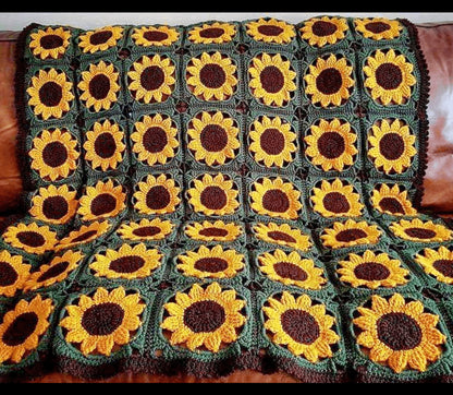 Square Sunflowers Afghan Crochet Pattern - Crochetifies™