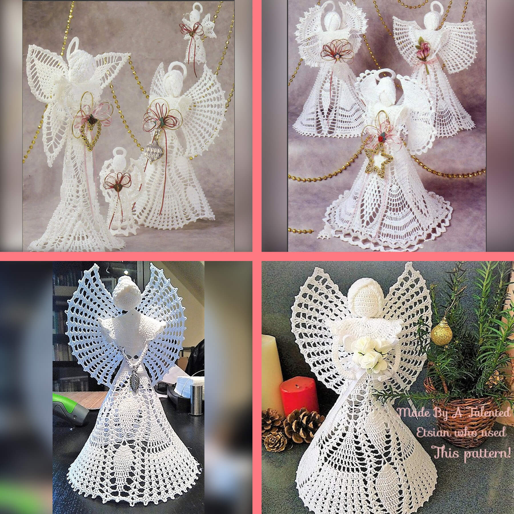 Cotton Thread Lace Christmas Angel Ornaments Crochet Pattern - Crochetifies™