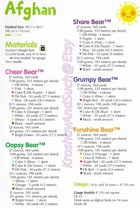 5 Care Bears Afghans Crochet Pattern - Crochetifies™