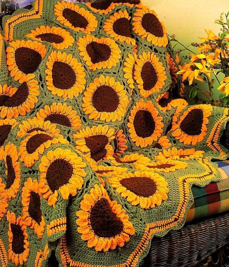 Hexagon Sunflowers Afghan Crochet Pattern - Crochetifies™