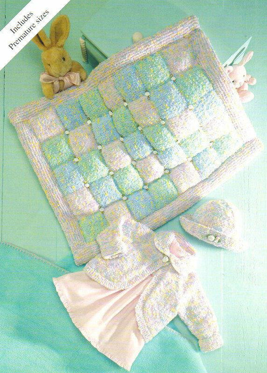 Baby Cardigan Hat & Padded Blanket Knitting Pattern - Crochetifies™